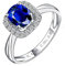 AMDXD 18K Gold Eheringe, Solitärring Klassiker Zart mit Saphir Diamantring Ovalschliff Blau, Diamantring, Gr.60 (19.1), Echt Gold Schmuck