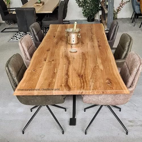 MyTimber® Tischplatte Eiche Massivholz Platte aus Echtholz | Baumkante oder gerade Kante | Naturbelassen oder geölt | Ein Hingucker für jeden Raum (Baumkante - geschliffen, 240x100cm)