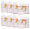 8Pack Metallic Paper Gift Bags with Handle,Bow Ribbon,Tissue and card, 20x28x10cm Thank You Favor Bag for Graduaction Wedding Bridal Birthday Party Baby Shower Valentine Retirement (White)