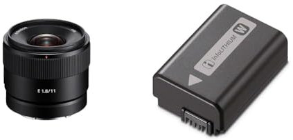 Sony SEL11F18, Objectif E 11 mm F1.8, Ultra Grand Angle Haute définition Super35/APS-C (SEL11F18) Noir & NP-FW50 Batterie Rechargeable pour Appareil Photo