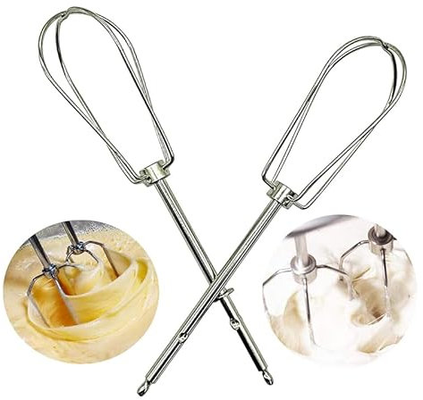Schneebesen Set Edelstahl 2 Stück Rührbesen Hochwertiger Ersatz Schneebesen kompatibe Rechts Links Drahtgabel mit vier Drahtstäben Schneebesen Zubehör zum Rühreinheit Küchenmaschine (1 Paar)