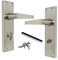 Victorian Straight Handle Bathroom WC Toilet Door Handles, Pair Satin 152mm x 42mm Backplate, Interior Wooden Doors