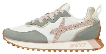 w6yz Jet2-Uni. Baskets en daim et tissu technique sauge/rose, Sauge blanche, 37 EU
