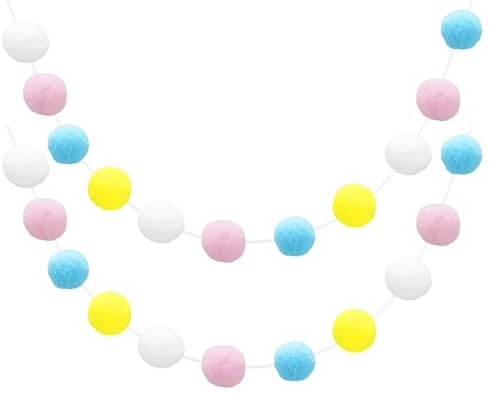 sourcing map Guirnalda de pompones de 6.6 pies, 30 bolas, guirnalda de bolas de fieltro coloridas para pared, decoración de árbol de Navidad, pancarta de cumpleaños, decoración de fiesta de Pascua,