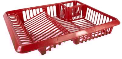 That Sensibility™ Large Dish drainer Rack/Free Tea towel/ 43 x 35 x 7 cm/Easy To clean Lightweight (Red)