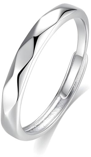 925 Silber Ring Für Damen Mädchen, Weißgold Vergoldetes Sterling Silberring Bandringe, Geometrische Schnittfläche Verlobungs Versprechen Fingerring Zufallsgesteuert einstellbar