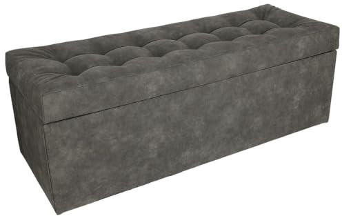 MG Design Polsterhocker 45 x 120 cm Grau mit Stauraum (ca. 140 L), robust und formstabil, bis 300 kg belastbar, komplett montiert und schnell zu reinigen – für Wohnzimmer, Flur und Schlafzimmer
