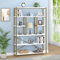 Mudmasa Bücherregal mit 6 Ebenen, Regal, Standregal, Büro-Bücherregal, Industrie, Metall Freistehendes Regal für Wohnzimmer, Bad, Küche, Flur, 30 x 120 x 180 cm, Weißgold