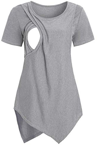 Bastwahl Stillshirt Sommer Stillen Stillshirt Verdeckte Reißverschluss Maternity Tops Locker Stillkleidung Basic T-Shirt Frühling Sommer Nursing Tops Mit Doppeltem Reißverschluss Stilloberteile