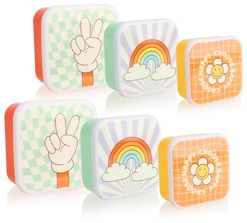 com-four® 6-teiliges Frischhalte-Dosen Set mit Deckel - kleine quadratische Gefrierdosen - Aufschnittboxen in 3 Größen - Vorratsdosen für Camping, Picknick und auf Reisen (6 Stück - Fun-Mix)