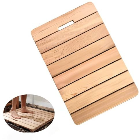 Tarima Ducha Alfombrilla de Ducha Antideslizante de Madera de Cedro, Alfombrilla de Baño de Madera para Bañera, Spa, Sauna, Jardín, Hogar, Rejilla de Drenaje de Madera Larga para Interior(120cmx120cm(