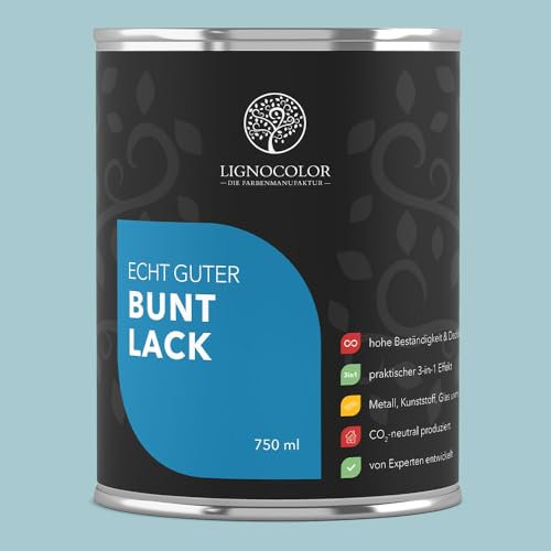 Lignocolor Buntlack matt (750 ml, Frozen) | hochbeständiger Lack für Holz, Metall, Kunststoff & Kinderspielzeug