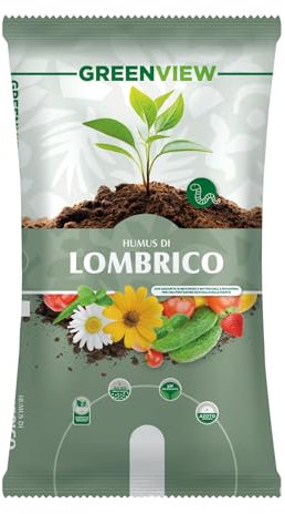 Greenview Humus Di Lombrico, Fertilizzante Organico Naturale per Piante, Aumenta la Fertilità del tuo Terreno, Prodotto Consentito In Agricoltura Biologica (20 Litri)