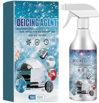 Spray Dégivreur 60ml pour Pare-Brise de Voiture, Degivrant Vitre Voiture, Spray Dégivrant Voiture, Dégivrage Puissant, Spray Dégivre Rapidement pour Rétroviseurs, Pare-Brise, Portes et Serrures