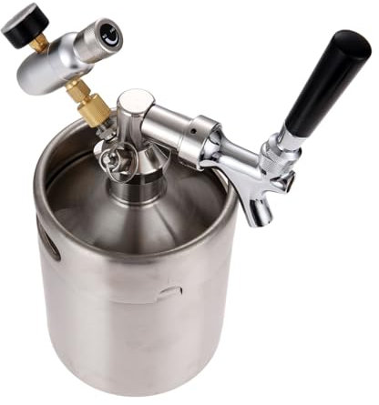 VNSMM Heimbrau-Sets Heimbrausystem 2L Mini-Edelstahl-Bierfass mit Wasserhahn unter Druck Bierzapfanlage