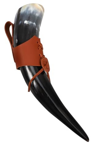 Cabilock Copa De Cuerno Vikingo Para Cerveza y Vino Con Soporte De Pu Taza De Vino Medieval Decorativa Para Cosplay y Fiestas Temáticas