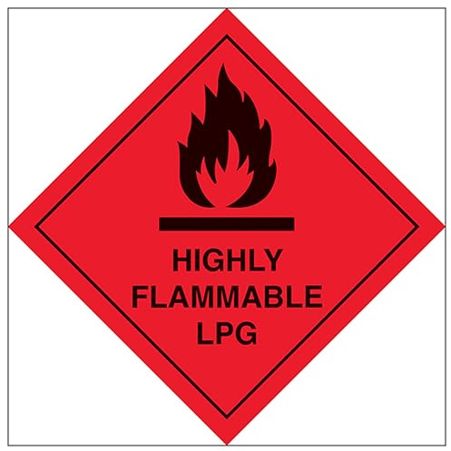 V Safety Highly Flammable GPL 200 x 200 mm – 2 mm cartello di sicurezza in plastica rigida