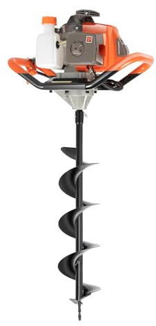 Mqwdxzfes Broca de tierra de gasolina 71 CC, 2,3 kW, con 3 brocas, extensión y juego de herramientas, taladro de suelo de jardín, taladro de tierra de gasolina para árboles, plantas, vallas