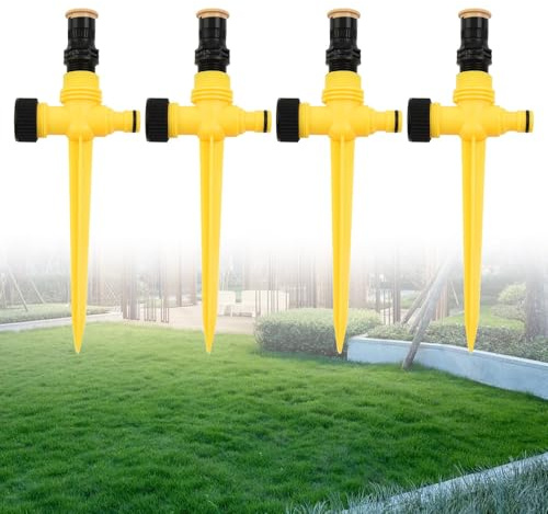 Gettimore 360° Rotation Auto Bewässerung Garten Rasen Sprinkler mit 3 Gang Einstellung, Wassersparende Technologie für Terrasse, Rasen und Garten Bewässerung, Gelb