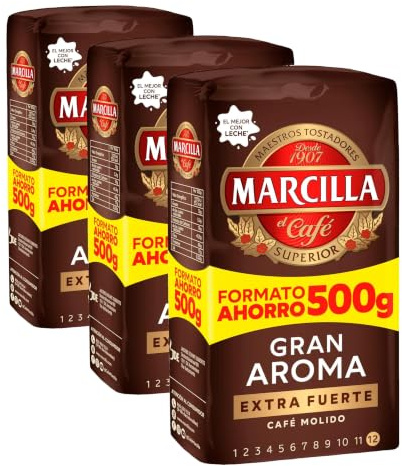 Marcilla Café Molido Extra Fuerte 500 g (Paquete de 3)