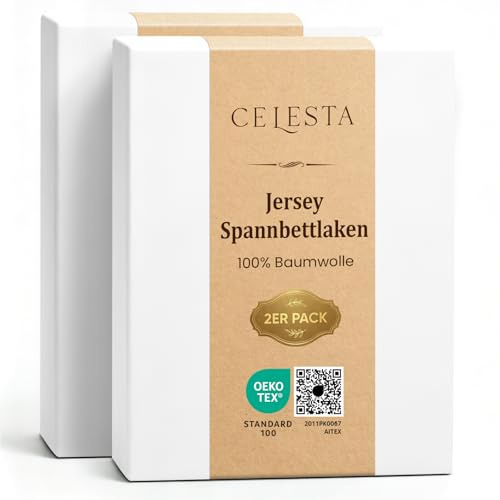 CELESTA Spannbettlaken 140x200 100% Baumwolle 2er Set, Oeko-TEX zert.