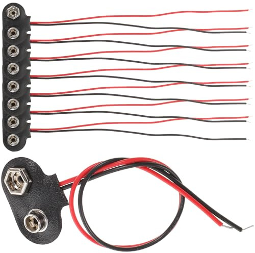 CATIEBYE Connecteur de Batterie 9v Type T Câble 6 Cm, Clip de Fixation pour Pile 9 Volts, Lot de 50 Pièces, Câble Électrique en PU, Adapté pour Appareils Électroniques et Bandes LED,