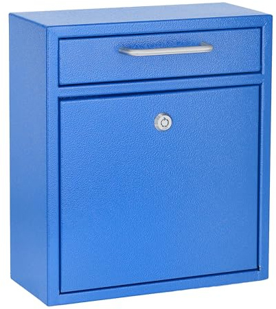 AdirOffice Briefkästen für Außen Wandmontage Groß mit Schlüsselschloss, Metall Verriegelung Briefkasten mit Post Outdoor, Wohnbriefkastenschloss und Schlüssel, Cash Drop Box für Geld, Paket, Umschläge
