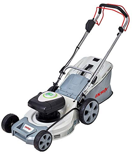 IKRA cortacésped mulching a batería IAM 40-4625S, Transmisión de rueda TwinPower 2x40V, saco colector 50l ancho de corte 46cm