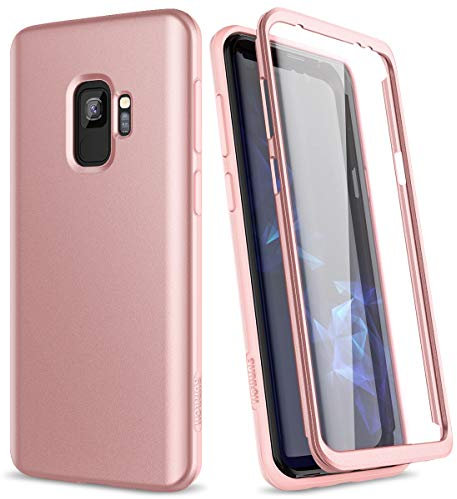 SURITCH Kompatibel mit Samsung Galaxy S9 Hülle 360 Grad Hüllen mit Integriertem Displayschutz Silikon Komplettschutz Handyhülle Schutzhülle für Samsung Galaxy S9 Rosegold