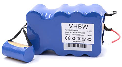 vhbw 1x batería Compatible con Bosch BBHMOVE4N/01, BBHMOVE4/03, BBHMOVE6/03 BBHMOVE4AU/03, BBHMOVE6/02, BBHMOVE5/02 aspiradora (2000 mAh, 18 V, NiMH)