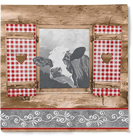 Mank GmbH Servietten aus Tissue 40 x 40 cm | 1/4 Falz Dinner Serviette | hochwertige Einmal-Serviette | 100 Stück | Almblick