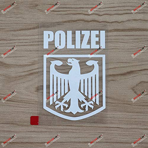 10,2 cm Weiß, Polizei Decal-Aufkleber, Deutschland, Polizeiadler, Auto-Vinyl
