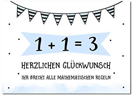 Postkarte Baby 1+1 Grußkarte zur Geburt eines Babys Glückwunschkarte zur Babyparty (blau)