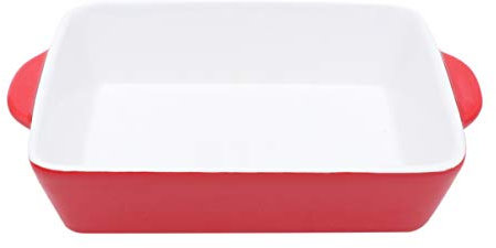 HEMOTON Keramik Rechteckige Auflaufform mit Griff zum Kochen Kuchen Abendessen Küche Kleinen Auflauf Backgeschirr Rot