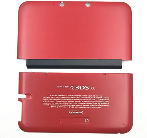 Replacement Front Back Faceplate Plates Upper & Back Battery Housing Shell Case Cover for 3DS XL / 3DS LL Game Console - Red