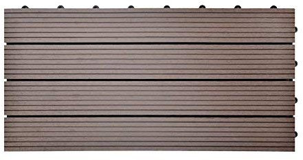 euroharry 55 Stück WPC Fliesen Balkonfliesen Terrasse 30x60cm Kunststoff Holzfliesen DIY Balkon Garten Klickfliesen