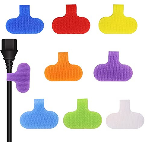 NewZC 40 Stück Kabel Organizer Beschriftung Nylon Kabeletiketten Wiederverwendbar Bunt kabelmarkierer selbstklebend Beschriftbar Kabelmarkierung für Kabel Management und Identifikation - 8 Farben