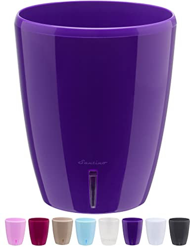 Santino Fioriera Orchidea D 15cm Vaso Autoinnaffiante Con Sistema Stoppino e Indicatore Del Livello Dell'acqua Per Interni (Ø 15cm - 2L - Viola)