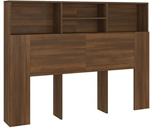 vidaXL Headboard Cabinet Home Bedroom Furniture Accessory Wall Bed Headboard Bookcase Bed Backboard Cabinet Brown Oak 140x19x103.5 cm
