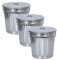 Jinfa 3 Poubelles de Jardin en métal galvanisé bacs à déchets extérieur conteneur Poubelle tri If galva | Zinc | Diamètre Ø 42 cm - Hauteur 47,5 cm | Capacité: 62 litres