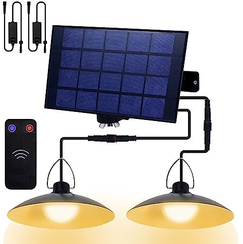 Rosnek Solarlampen für Außen,2-Kopfs Wasserdicht Solar Lampe Outdoor mit 3M Kabel,Solarleuchten LED Solar Hängelampe für Außen,Balkon,Garten,Terrasse,Garage,Pavillon