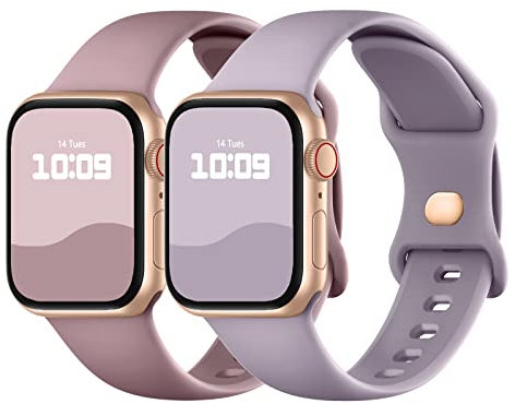 Adepoy 2 Pack Strap Compatible with Apple Watch Straps 49mm 46mm 45mm 44mm 42mm 41mm 40mm 38mm, Soft Silicone Sport Band with Classic Clasp for iWatch Series 10 9 8 Ultra SE 7 6 5 4 3 2 1 Ultra 2
