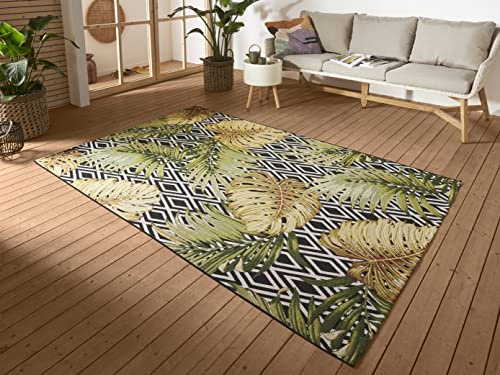 Hanse Home Diamonds In- & Outdoor Teppich – Flachgewebe Geometrisches Muster, Jungel Floral Palmen Design, ÖKO-TEX Wetterfest & UV-beständig für Balkon, Terrasse, Garten - Multifarben, 160x235cm