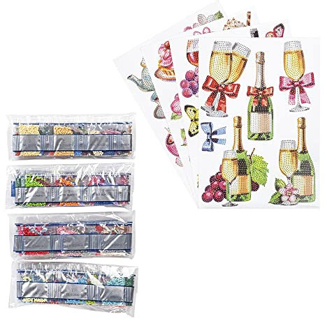 Ideen mit Herz Diamond Painting Sticker | 4 Bogen in DIN A4 | Aufkleber einzeln abziehbar | inkl. Schmucksteine (Essen & Trinken)
