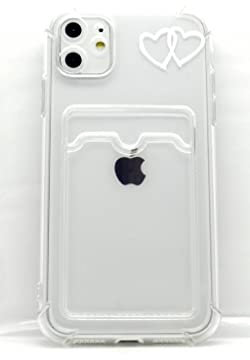 OLIVIA'S PHONES Cases For iPhone 12 (6.1) Clear Entwined White Love Hearts Card Holder Tough Corner Bumper Camera Lens Cover Protective Smartphone Case Covers