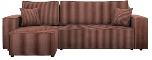 Mirjan24 Ecksofa Kobaro Cord Sofa Eckcouch Couch mit Schlaffunktion und Bettkasten Ottomane Universal, L-Form Couch Schlafsofa Bettsofa Farbauswahl (Poso 29)