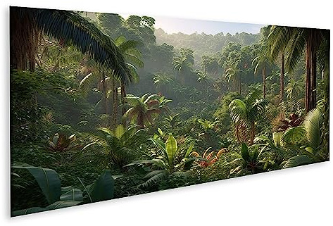 islandburner Bild auf Leinwand Panorama Wilder Dichter Dschungel Wald Tropisch Dick KI Landschaft Ur Bilder Wandbilder Poster JAYH-Pano