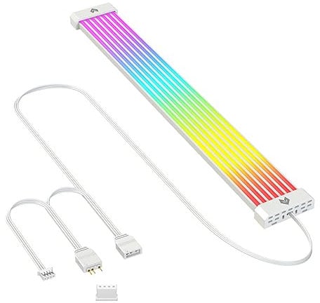Yunseity RGB PSU Cable Extension, 5V ARGB 3 Pin Connector RGB Power Extension Cable for ASUS Aura Sync, GIGABYTE RGB Fusion Motherboards Power Supply Sleeved Extension
