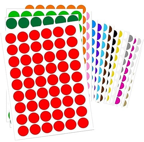 864 Stück Runde Klebepunkte 20mm selbstklebende Punktaufkleber 16 Farben Farbkodierung Etiketten Markierungspunkte für Büro, Familie, Schule, Kinder, Freizeit