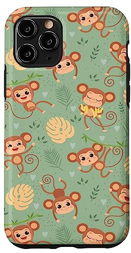 Affe Wald Muster Handyhülle - Lustiger Affe Liebhaber Hülle für iPhone 11 Pro
